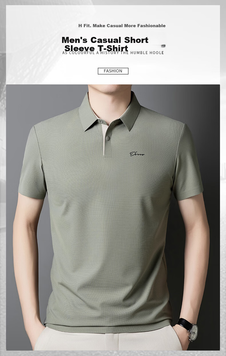 TUCANO Men's Short Sleeve Polo Shirt Summer Breathable Business Collar Casual Ice Silk Quick-Dry Top 2