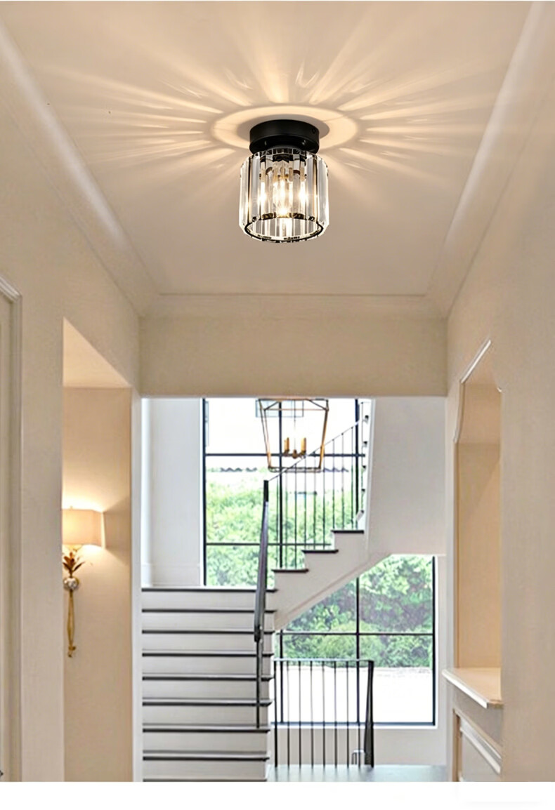Dengling Luxury Crystal Corridor Light Simple Modern Hallway Light Entrance Round Small Light Nordic LED Ceiling Light Balcony Light 11