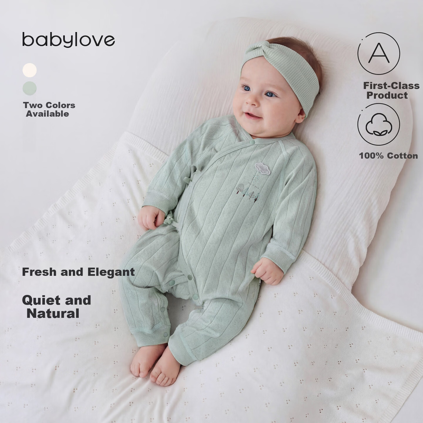 Babylove Newborn Cotton Tie-Up Jumpsuit Spring Autumn Infant Breathable Jacquard Monk Suit