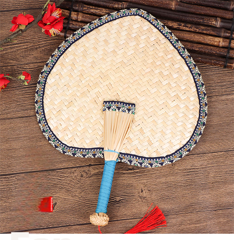 TaTanice, Woven Reed Fan, Handmade Traditional Large Reed Fan, Men's Banana Leaf Round Fan, Women's Grass Weave Fan, Chinese Style Fa 1