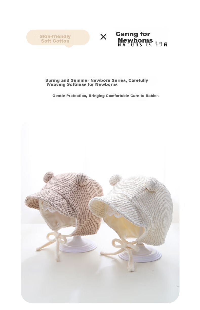 Benaxi Baby Hat Spring and Autumn Newborn Boys Small Age Infant Knitted Wool Hat Warm Ear Protection Girls Autumn Winter 3