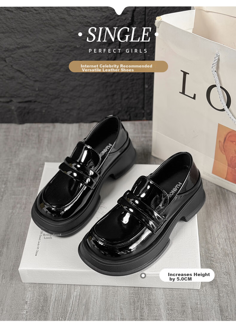 Global Lefu Women's Black Versatile Leather Shoes British Style Mary Jane Flats 6