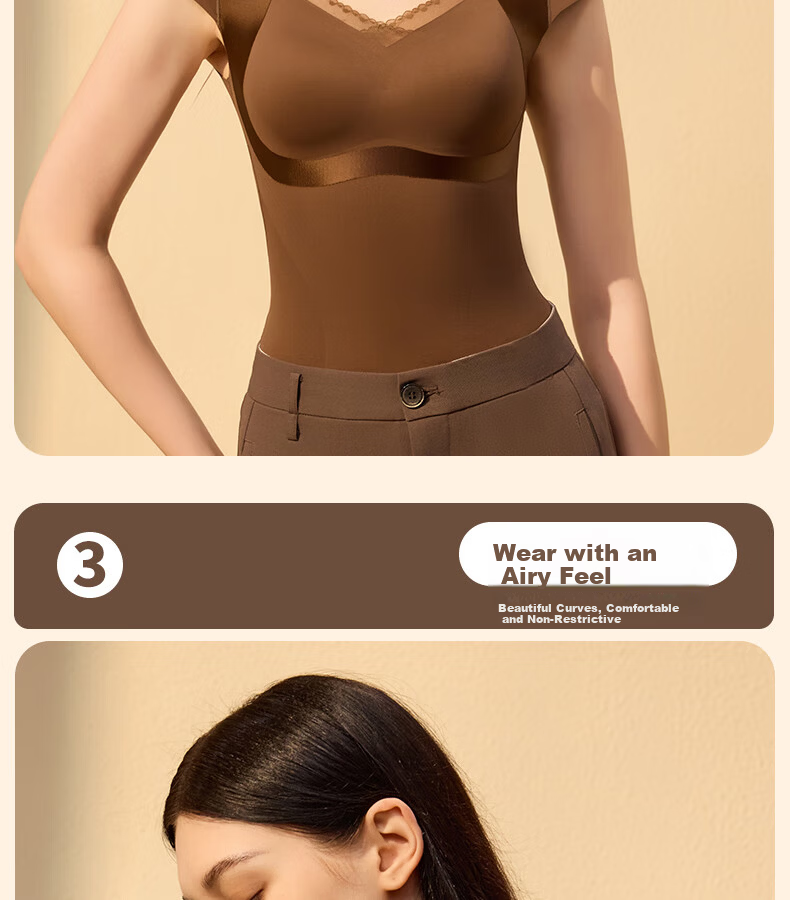 GRACEWELL Shaping Thermal Body Shaping Vest Abdomen Control Push-Up Bra-Free Brushed Anti-Static Mocha Brown M 13