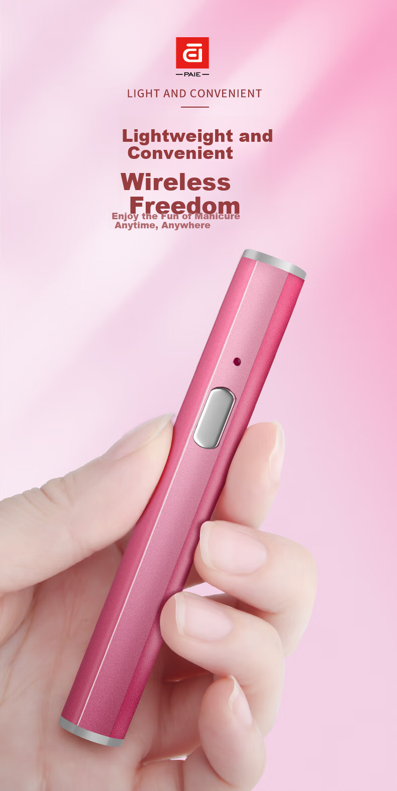 PAIE Handheld Mini Nail Lamp Portable Rechargeable Focused Quick-Dry UV LED Gel Nail Dryer 8