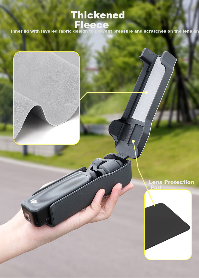 Qiye Protective Cover Case for DJI Pocket 3 Pocket Camera Accessories Foldable Flip Cover Strap Black 2