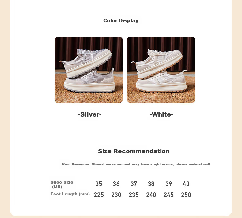 LA CHAPELLE Women's Casual Thick-Soled Sneakers Lightweight Trendy Soft Sole Shoes White 39 4