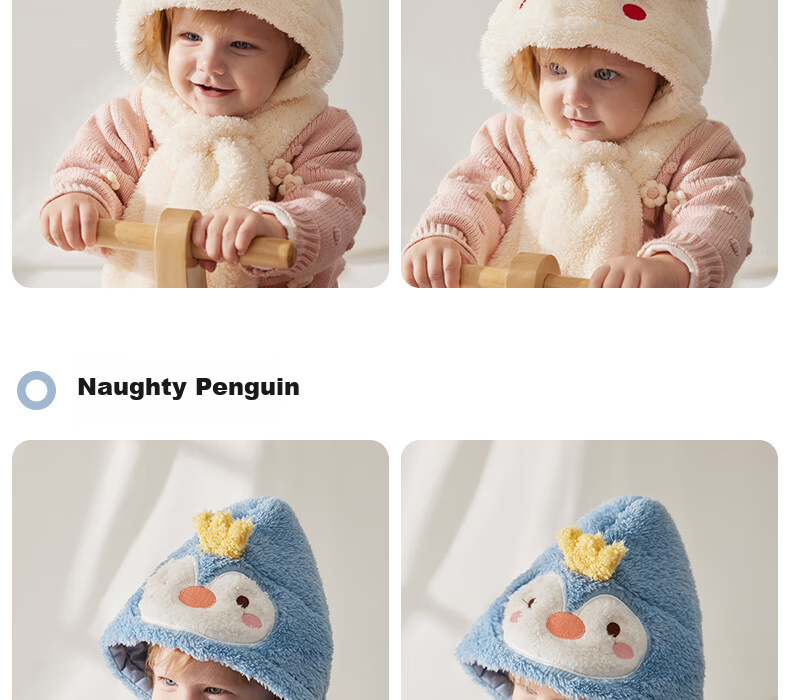 Beitais Baby Hat and Scarf Set, New Autumn Winter Thickened Windproof Neck Warmer for Boys and Girls 30
