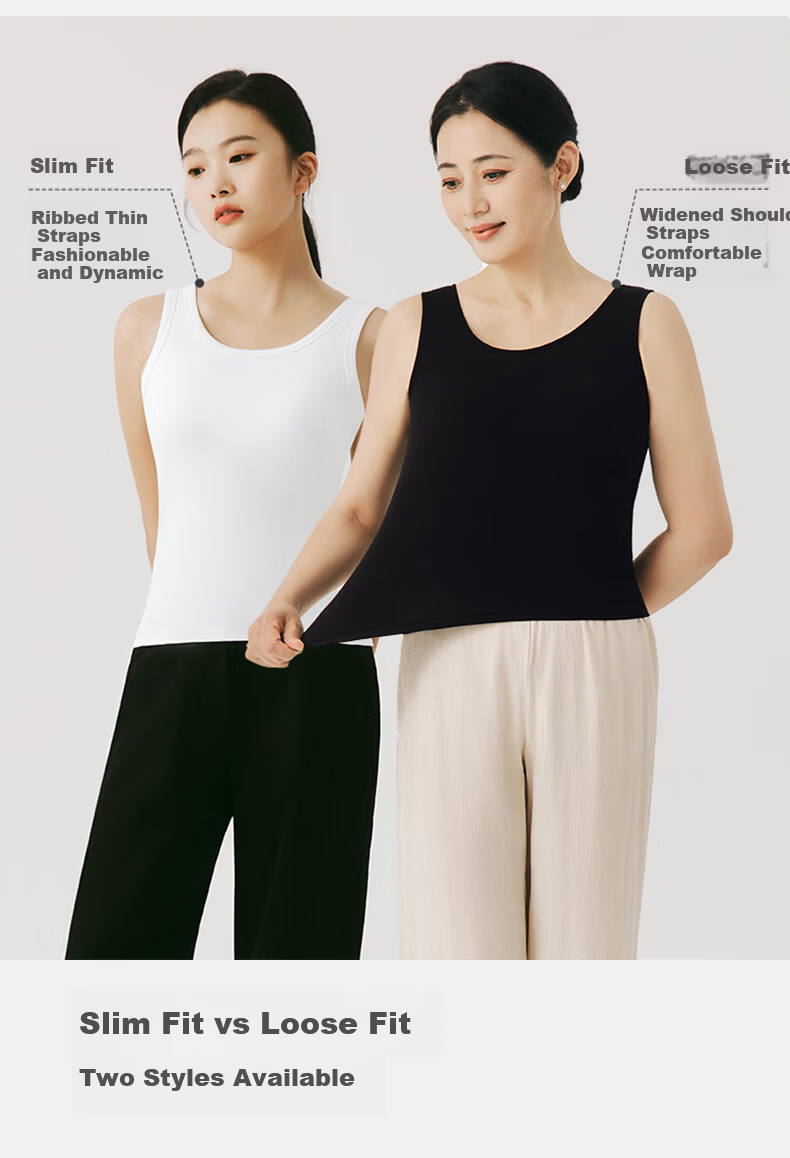 Threegun 2026 Spring Summer [With Chest Pad, Wearable Outside] Loose Ribbed Cotton Vest Women Solid Color Base Layer 7