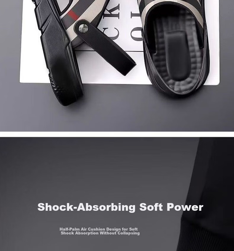 FOOTOPPO Men's Sandals Outdoor Leather Slippers Summer Non-Slip Elderly Thick-Soled Comfortable Slippers 5