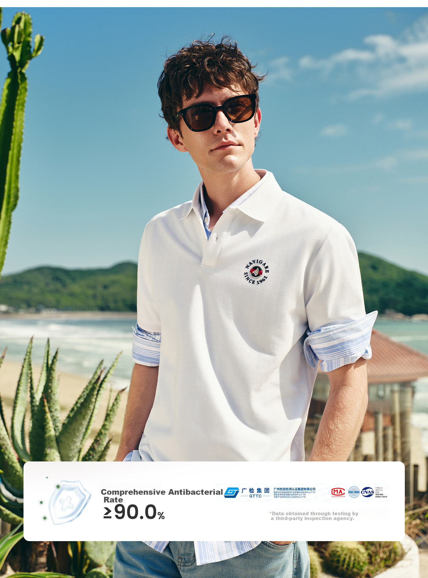 Navigare Small Sailboat 2026 Spring Summer New Cool Antibacterial Snow Cotton Short Sleeve Polo Shirt Men Turn-down Collar T-shirt 1325526602 9