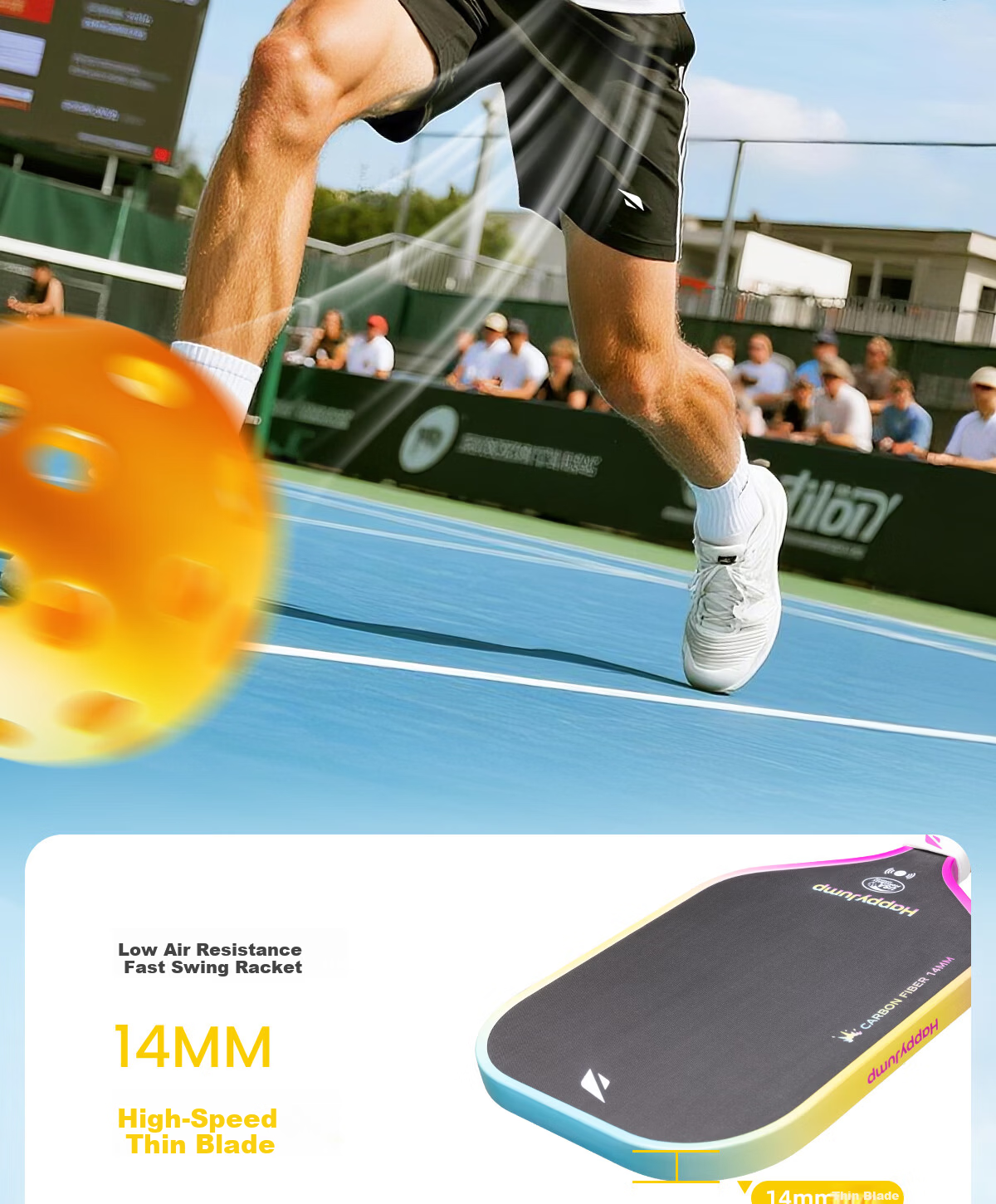 HiJump (Germany) Pickleball Paddle Tournament-Grade Long Handle Textured Matte Carbon Fiber T700 USAPA Certified 6