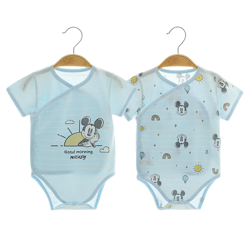 Disney Baby Summer Thin Bodysuit Newborn Short Sleeve Cotton Romper Unisex Infant Crawling Suit