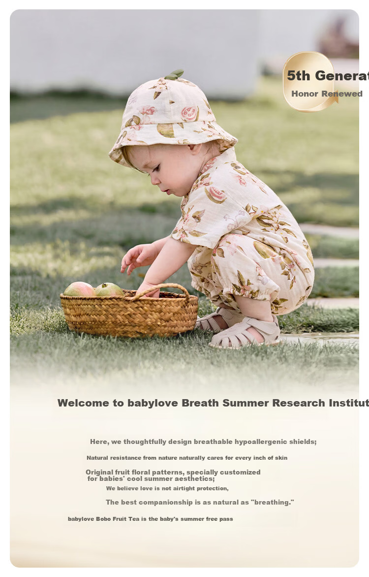 Babylove Bobo Fruit Tea Baby Summer Romper Bamboo Cotton Camellia Gauze Breathable Thin Unisex Baby Clothes 2