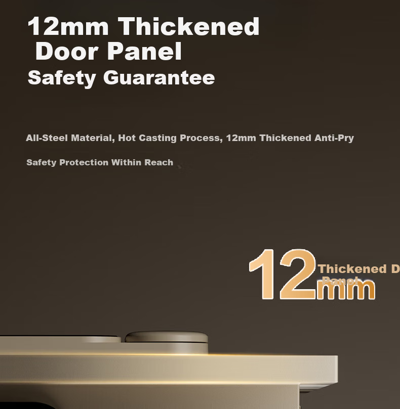 Deli Safe Deposit Box with Home Fingerprint Password Lock, Office Financial Security Box, Automatic Door Opening, Thickened Lock Bolt, 45cm Milk Coffee Color AE640-Z 4