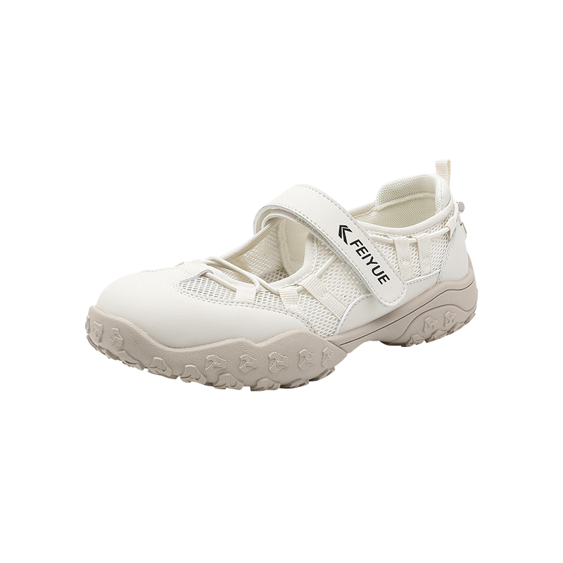 Feiyue Official Women's Sandals 2026 Summer New Hollow Breathable Mesh Casual Shoes Beige Size 40