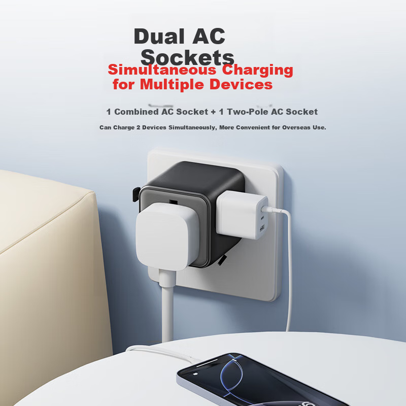 Lenovo Mini Universal Travel Adapter Multi-Functional Socket Converter for Global Use - Compatible with Hong Kong, Macau, Japan, Korea, Europe, UK, US, Australia Standards