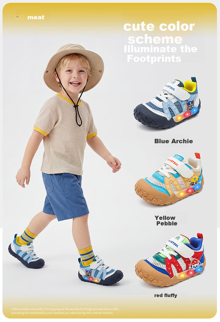 PAW PATROL 2026 Summer New Breathable Mesh Sports Casual Sandals Unisex Kids Light-Up Shoes 3