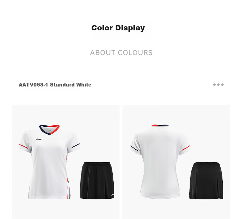 LI-NING Women's Summer Short Sleeve Badminton Competition Set Two-Piece Sports Team Uniform 11