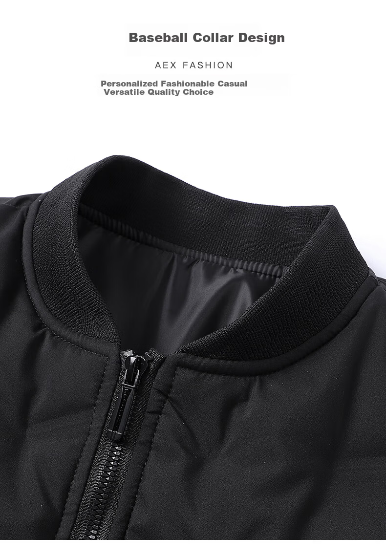 ROMON down Jacket for Men, Short Winter Style, Stand-Up Collar Casual Coat, Lightweight Trendy Baseball Jacket, Warm Menswear RL3 Black XL 14