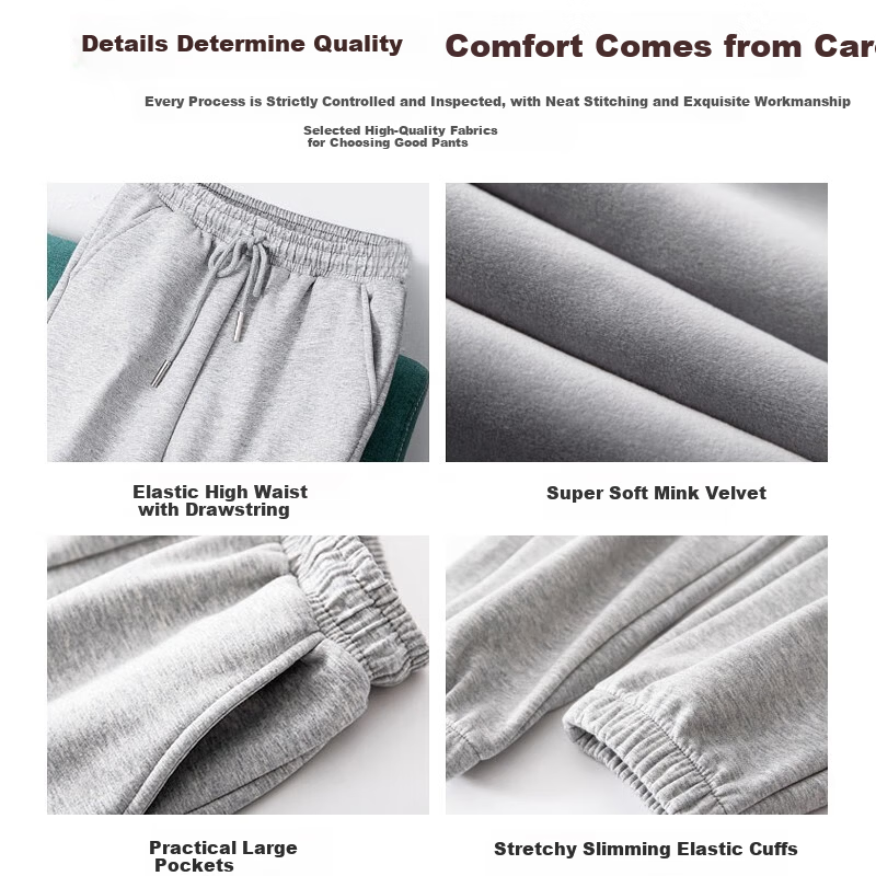 FitonTon Women's Autumn Winter Fleece Lined Thickened Warm Wide Leg Sweatpants Loose Fit Jogger Slim Casual Pants