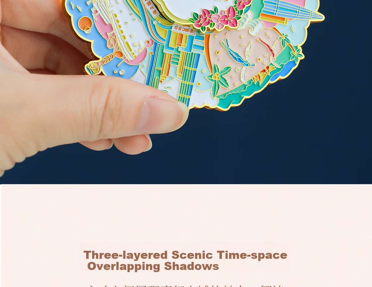 Gongli Gongwai Shenzhen Metal Double-Layer Rotating Refrigerator Magnet Anti-Collision Chinese Style Beijing Palace Museum Cultural Creative Gift for Friends Students Birthday New Year Teacher's Day G 12