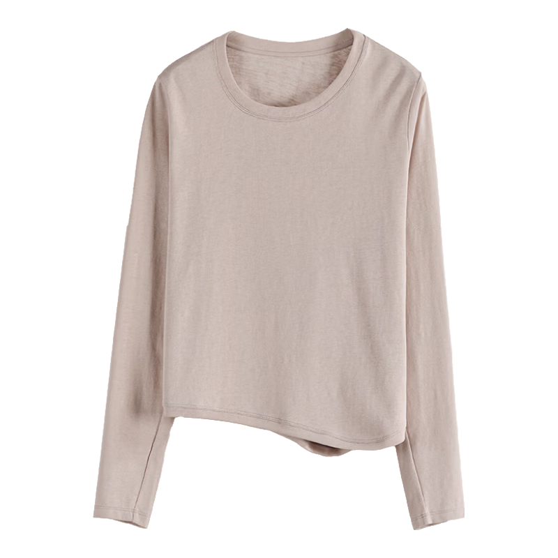 Rizhuo Rizhuoqu Snow Monster Long Sleeve T-Shirt 2026 New Spring Design Loose Slim Fit Solid Color Versatile Shoulder Top
