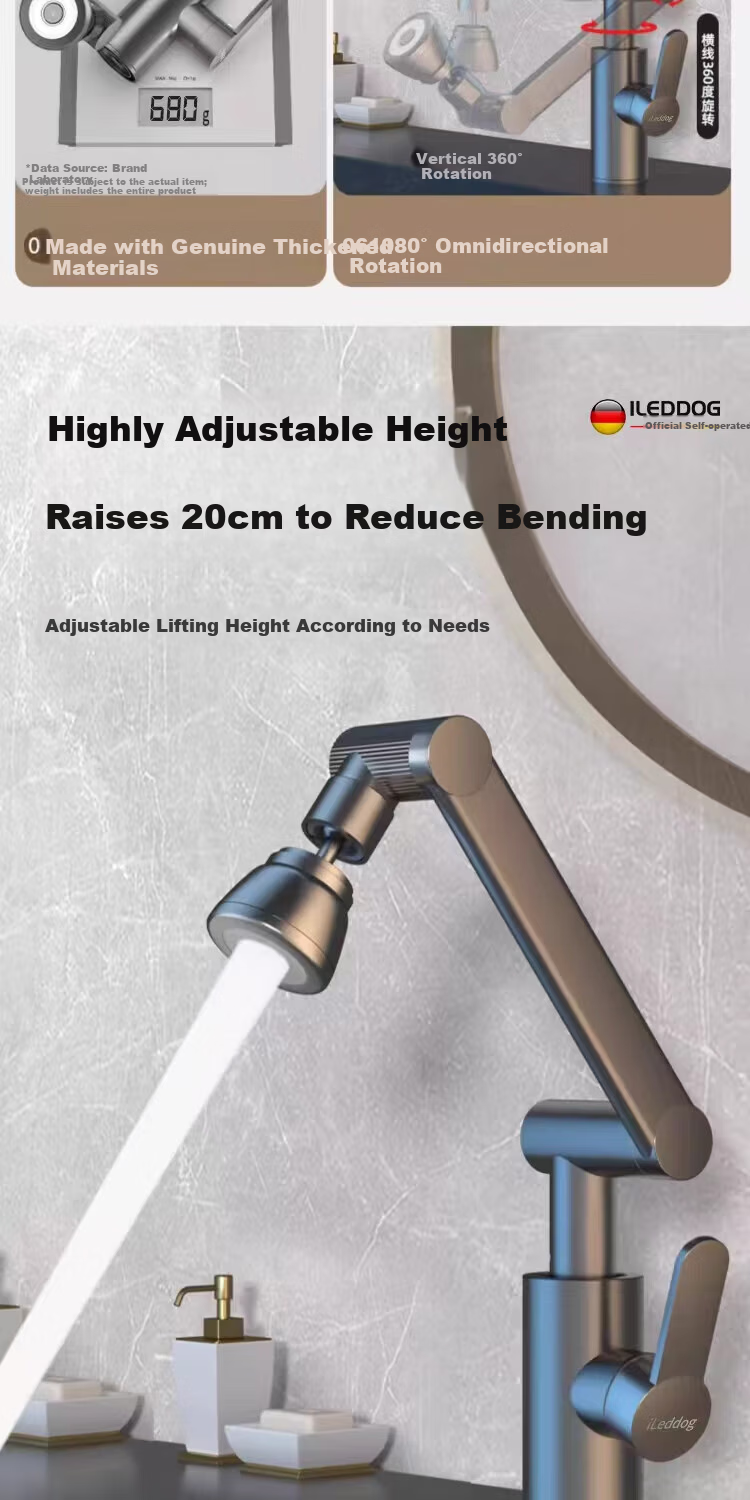 ILeddog [Germany] Mechanical Arm Universal Faucet Basin Hot and Cold Kitchen Bathroom Household Fortune Cat MPLT-ZCM 7