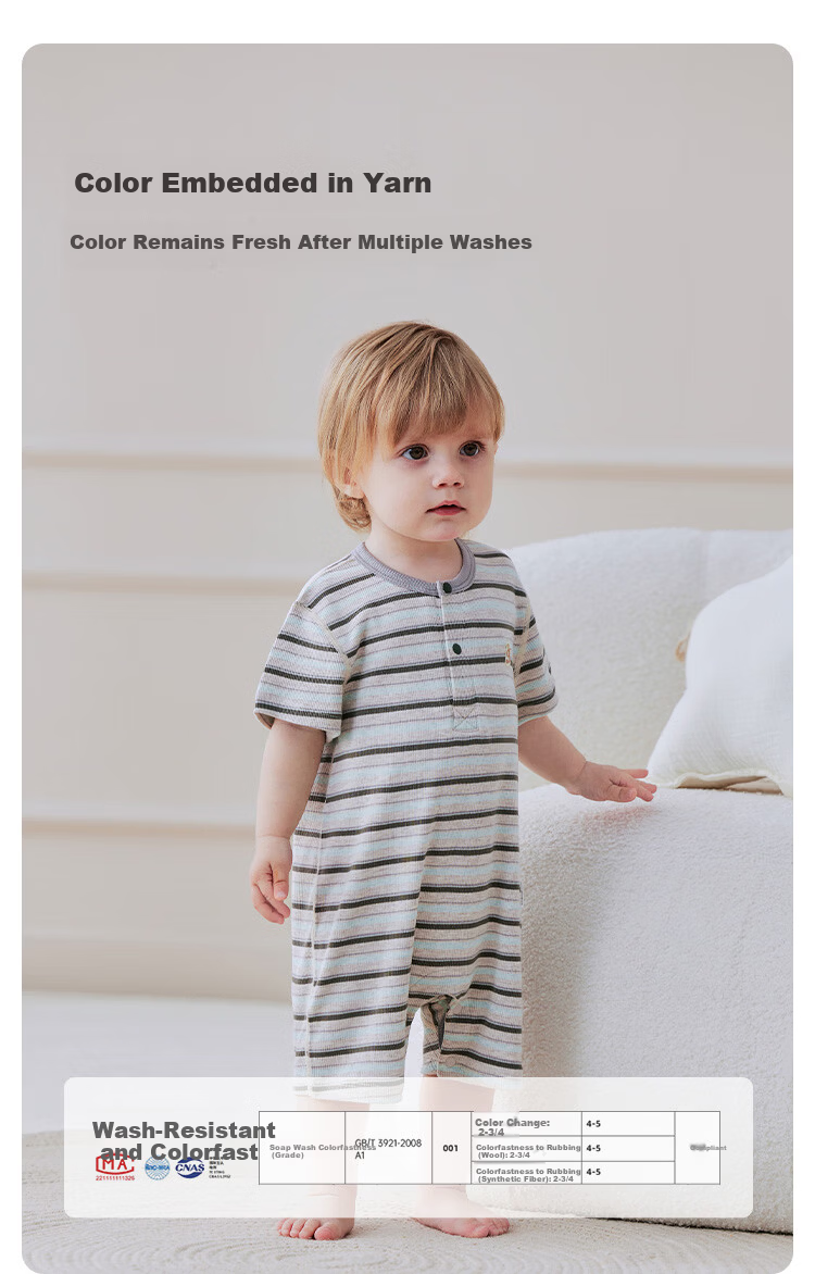 Babylove Baby Romper Summer Thin Breathable Modal Short Sleeve Striped Stretch Casual Wear for Boys and Girls 6
