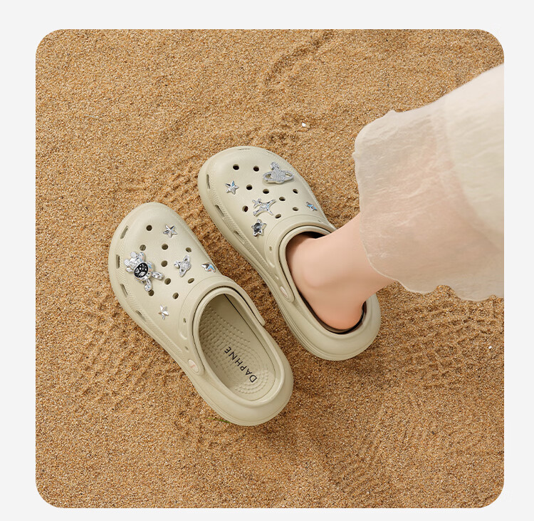 DAPHNE Women's Cloud Hole Shoes 2026 New Summer Soft Sole Thick Sole Height Increasing Casual Sandals 19