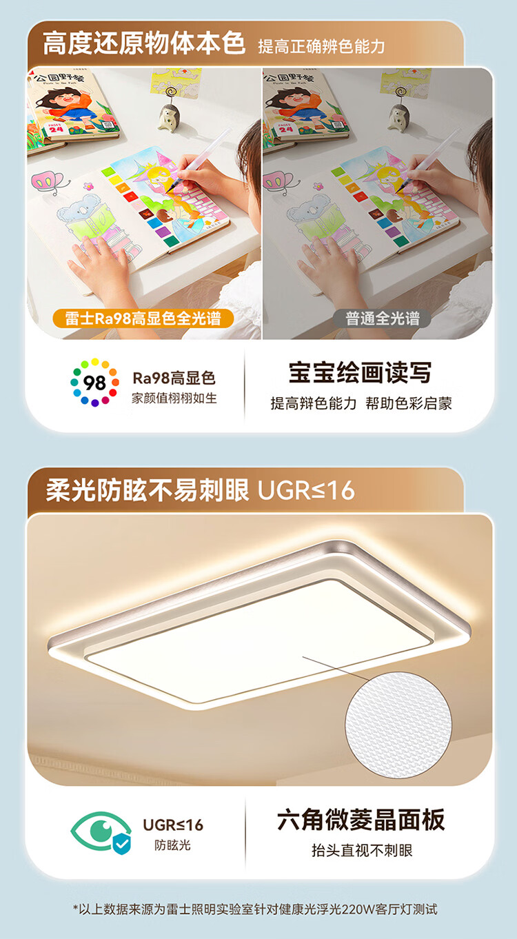NVC Living Room Main Light Full Spectrum Eye Protection Ceiling Lamp High Brightness Smart LED Lighting for Living Room Baby-Friendly Zero Glare 5
