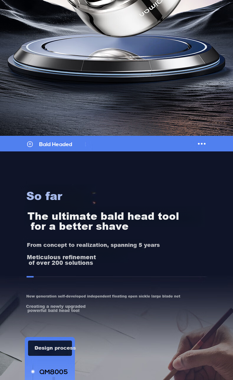 Qiman Hair Clipper for Shaving Head, Upgraded with 3 Power Levels, Men's Electric High-Power Shaver for Self-Shaving Head, New Model 2026, Father's Day Gift 3