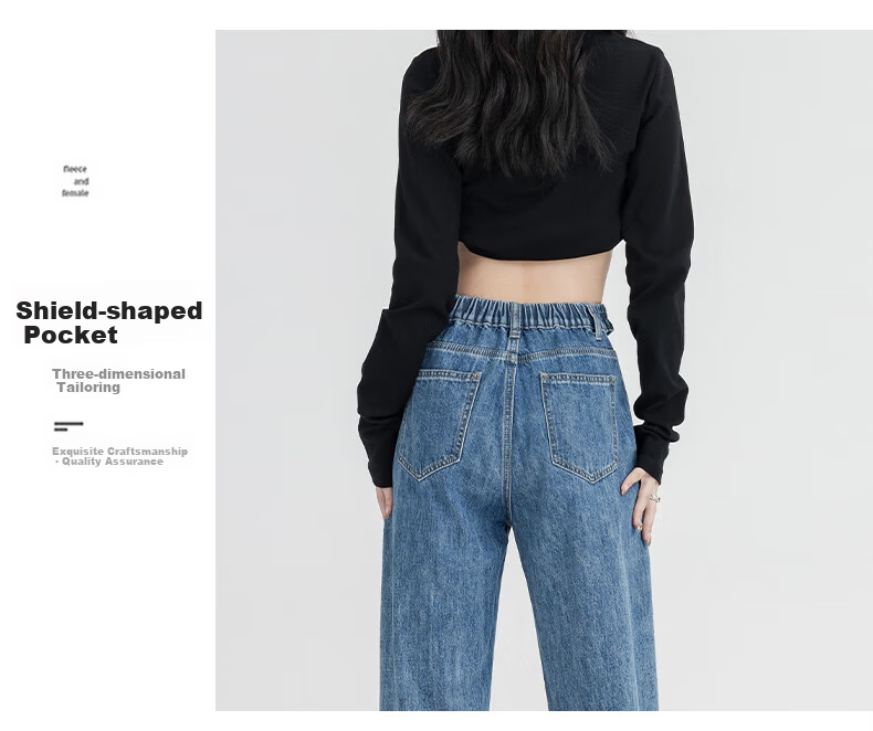 Jeanswest Women's Vintage Blue High-Waist Slim Straight Leg Jeans XS Autumn Casual 5