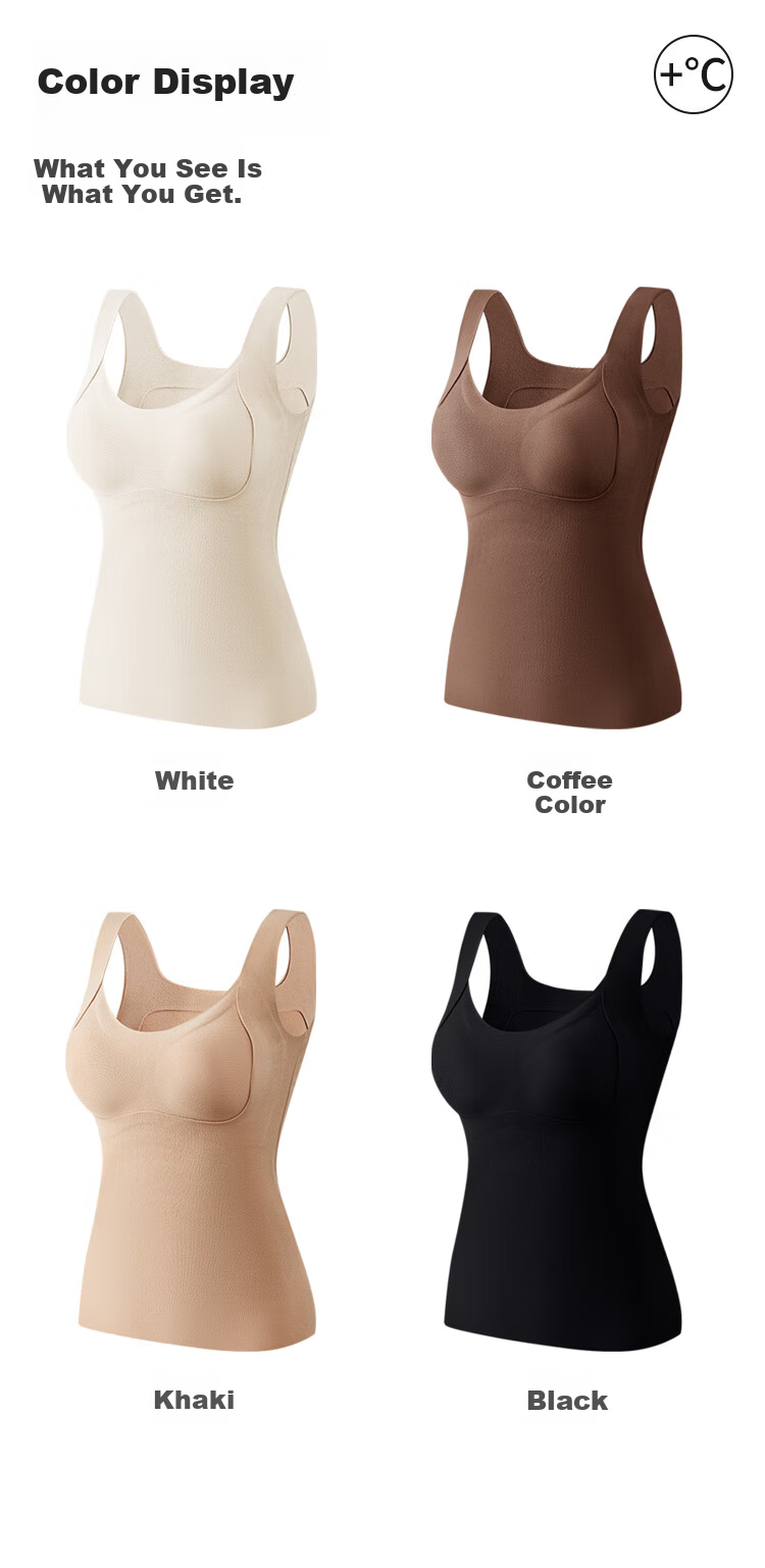 Ordifen Women's Thermal Vest with Chest Pad, Faux German Velvet Fleece Lined Camisole Bra, Seamless Slim Fit Base Layer for Autumn and Winter 18