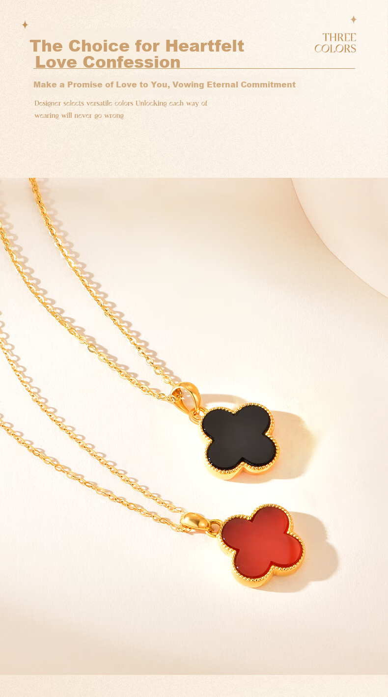 Love Promise Luxury Necklace for Women Gold Four-Leaf Clover Pendant 2025 New Niche High-End Birthday Gift for Girlfriend 4