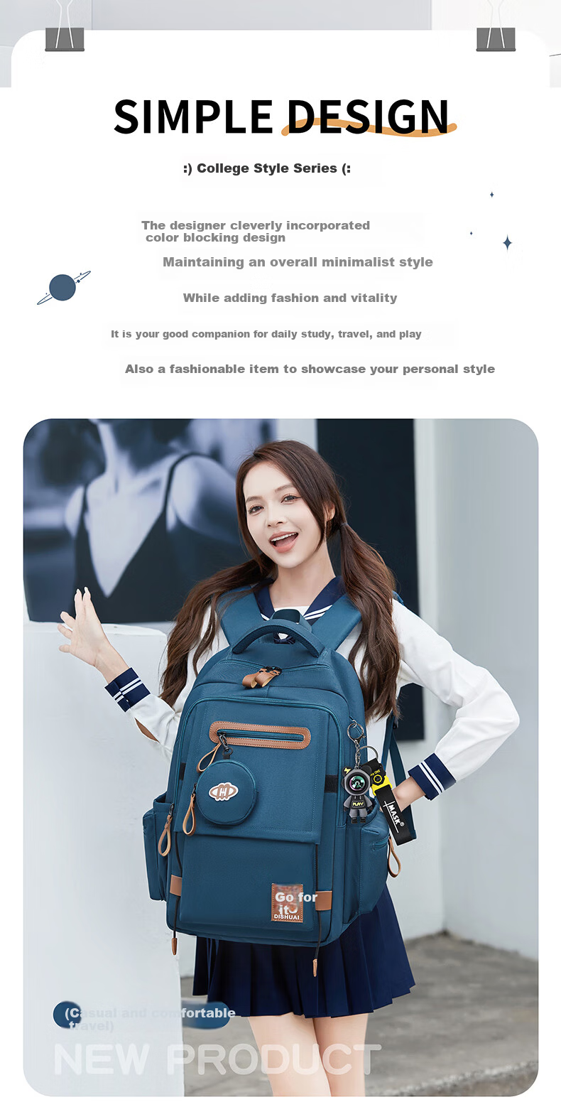 Dishuai Large Capacity Lightweight Breathable School Backpack for Junior High Boys, Middle School, High School, and College Students, Double Shoulder Bag 4