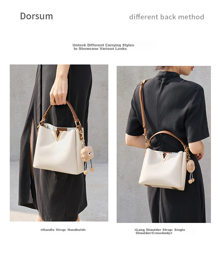 Aokang Women's Trendy Cowhide Handheld Bucket Bag Luxury Crossbody Shoulder Bag Birthday Mother's Day Gift for Mom and Wife 6