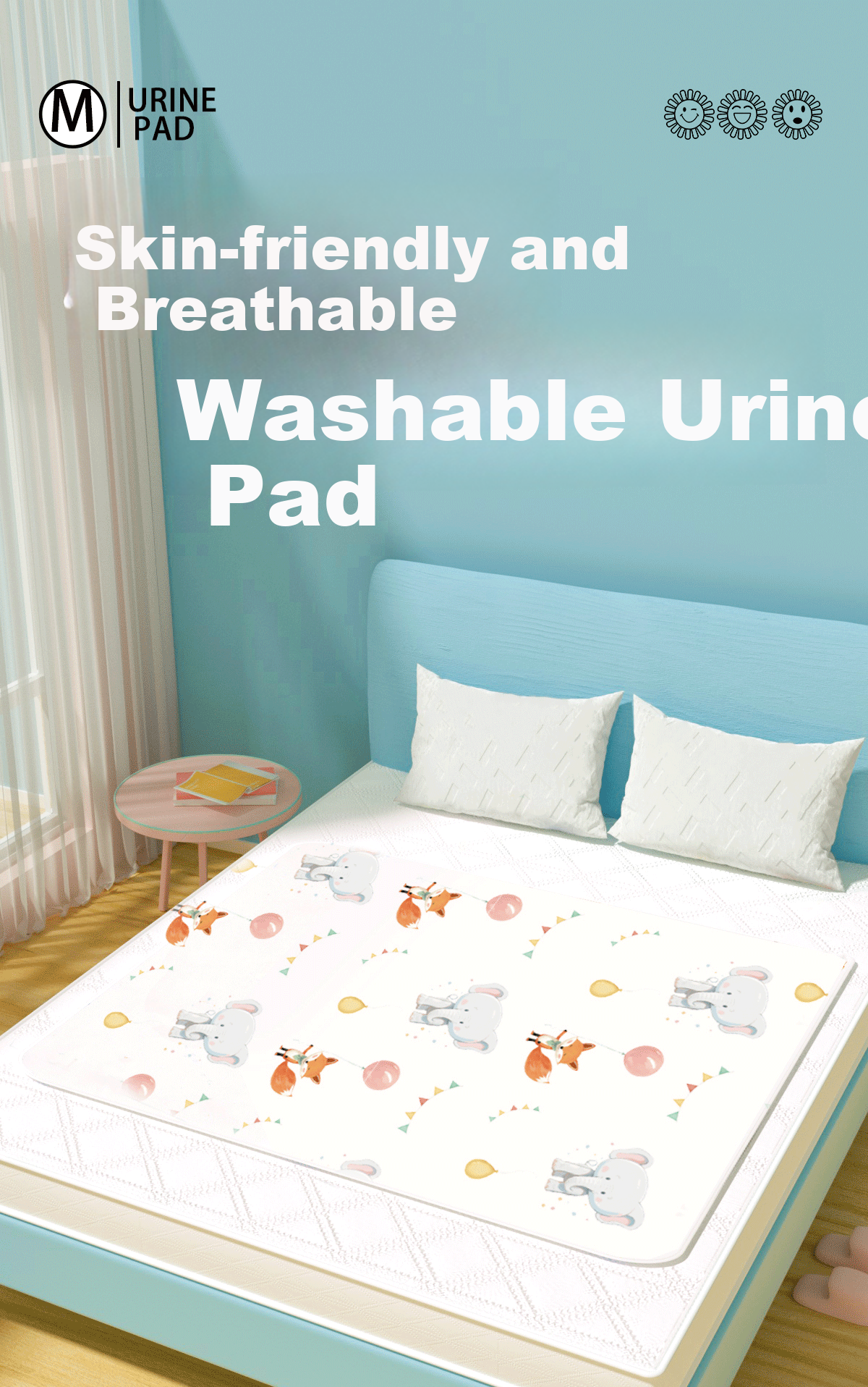 Magmorn Baby Waterproof Washable Large Antibacterial Leak-Proof Breathable Mattress Pad 80*100cm 1