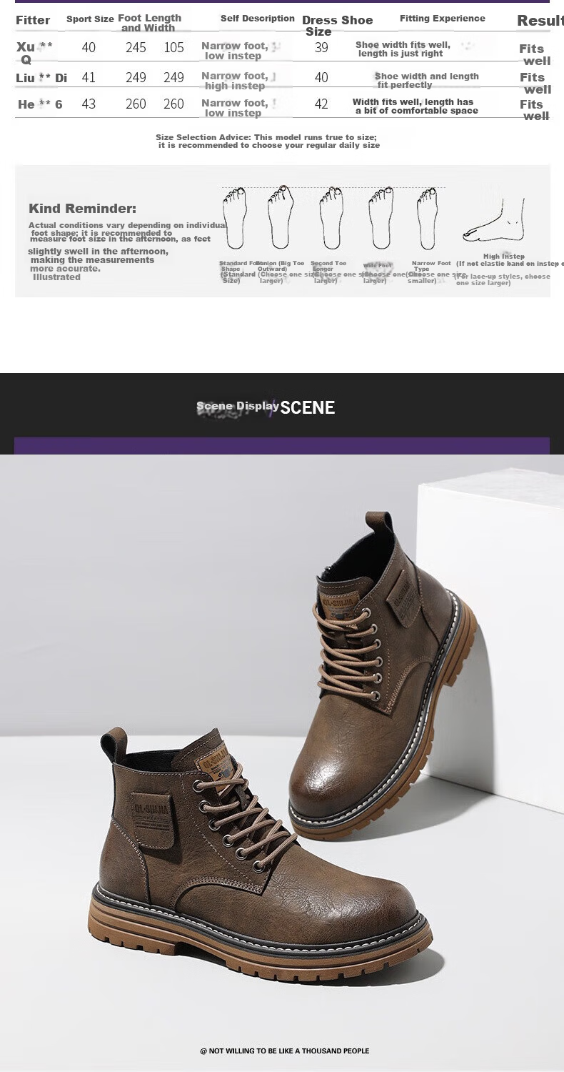 Qunlang Shijia Genuine Leather Martin Boots Men Winter Thick Sole British Retro Fashion Work Boots Fleece Lined Shoes 10
