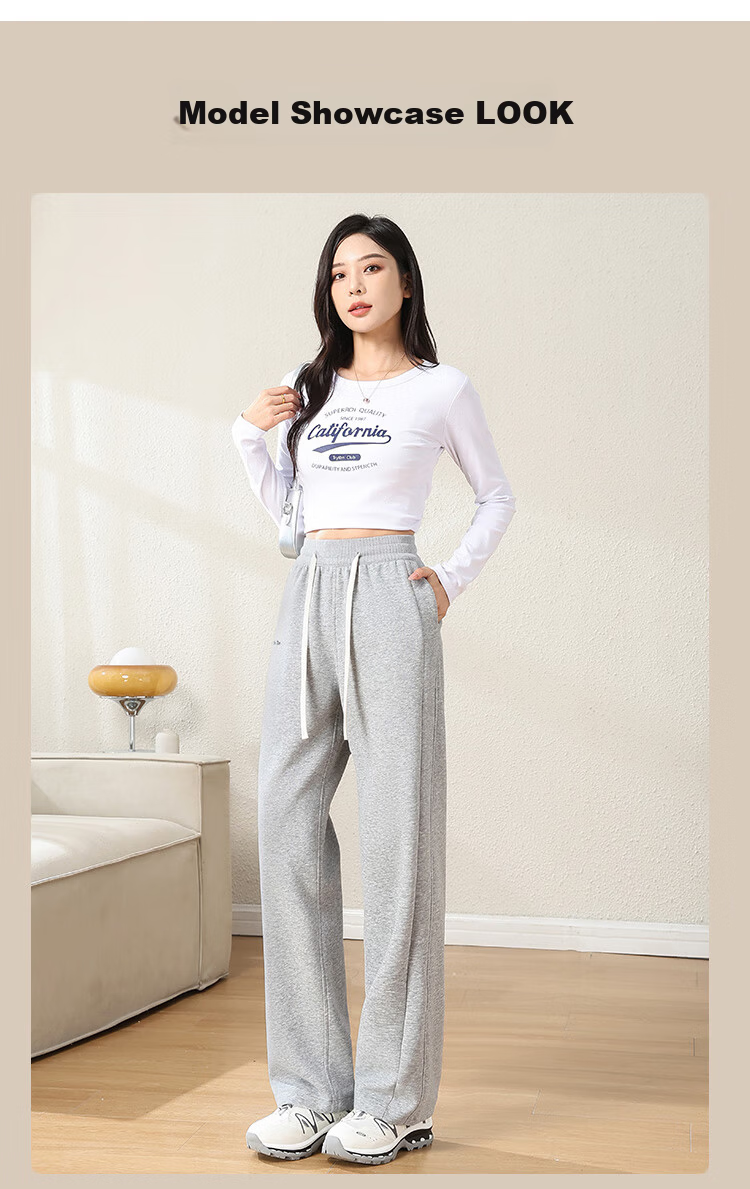 FitonTon Women's Sports Pants, Autumn And Winter High-Waisted Slim-Fit Banana Pants, Loose-Fitting Sweatpants, American-Style Wide-Leg Pants, Slimming Versatile Trousers 11