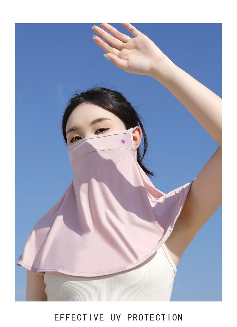 Yuxiaoduo UV Protection Sun Mask Unisex Sunshade Cycling Face Cover Neck Guard Ice Silk Car Veil JD Self-operated Light Gray 14