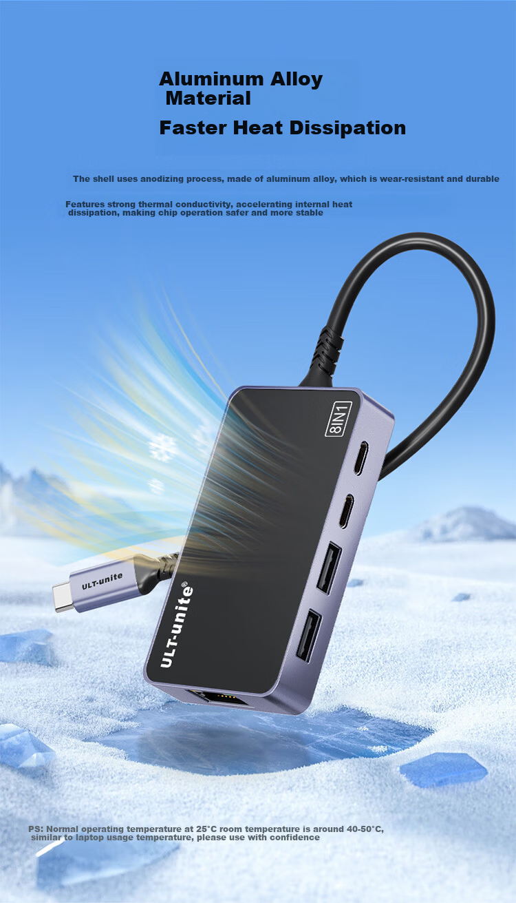 ULT-unite HDMI to Type-C Female Adapter Cable AR Glasses Converter with Power Supply 8K UHD Compatible with Laptop Desktop Set-Top Box PS5 Portable Screen Monitor Kit 13