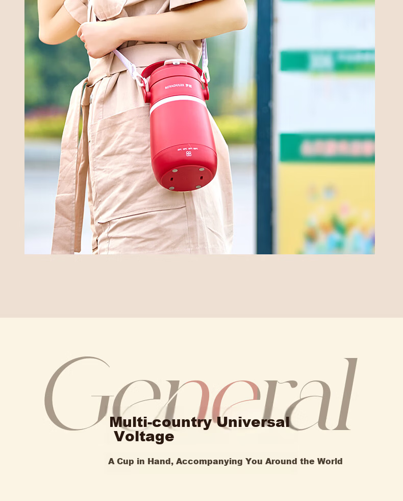 ROYALTY LINE Portable Electric Kettle Travel Hotel Electric Water Boiler Thermostatic Outdoor Insulated Health Electric Stew Cup 600ml Victory Red 17