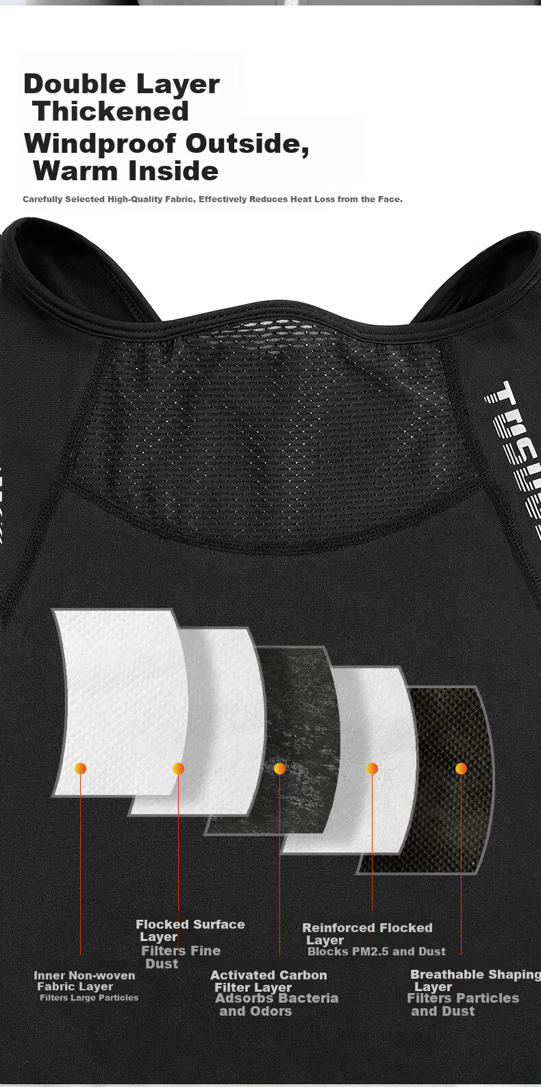 Captain Tas Cycling Face Mask Autumn Winter Warm Windproof Neck Gaiter Outdoor Motorcycle Electric Bike Face Cover Headscarf Black 8