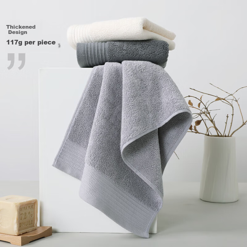 KING SHORE Thickened 100% Pure Cotton Face Towels, All Cotton Absorbent Towels, Class A Hotel and Sports Towels, Pack of 3