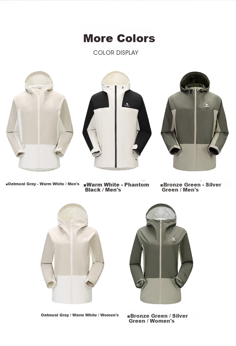 CAMEL [Yunchuan] Outdoor Mountain-Style Windproof And Waterproof Jacket for Men And Women, Travel Camping Color-Block Coat 11