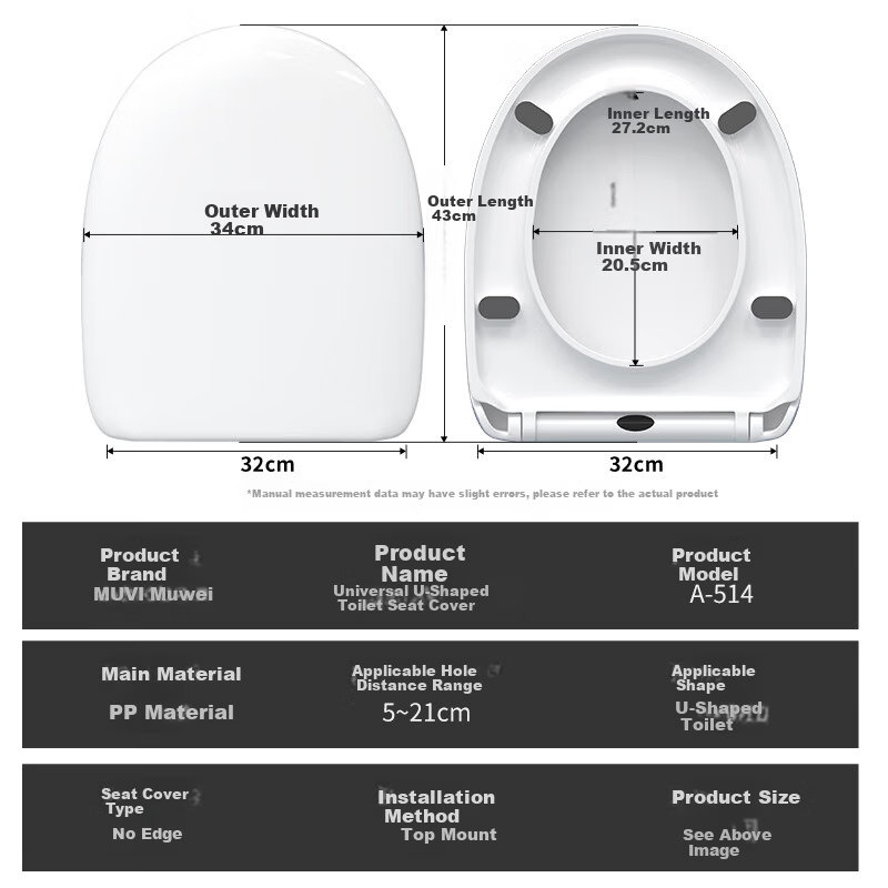 Muvi Universal U-Shaped Enlarged Toilet Seat Cover Thickened Slow-Closing Toilet Lid Cushion for Old-Style Toilets 1