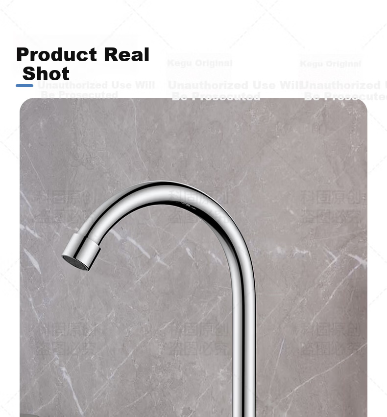 KEGOO Kitchen Single Cold Water Faucet Sink Basin High-Arc Rotatable Tap K2041 17