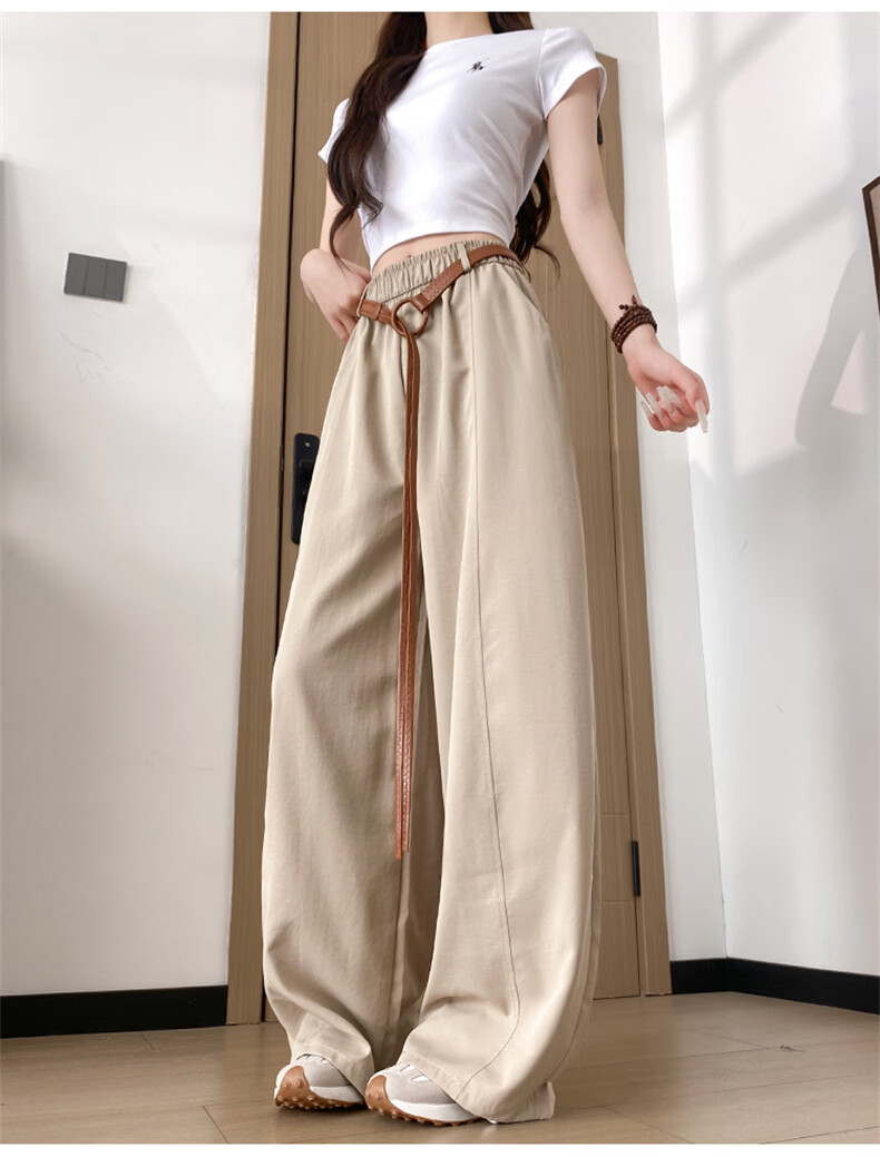 Langsha White Curved Blade Pants Women Summer 2026 New Quick-Dry High-Waist Draped Loose Thin Casual Yamamoto Wide-Leg Pants 10