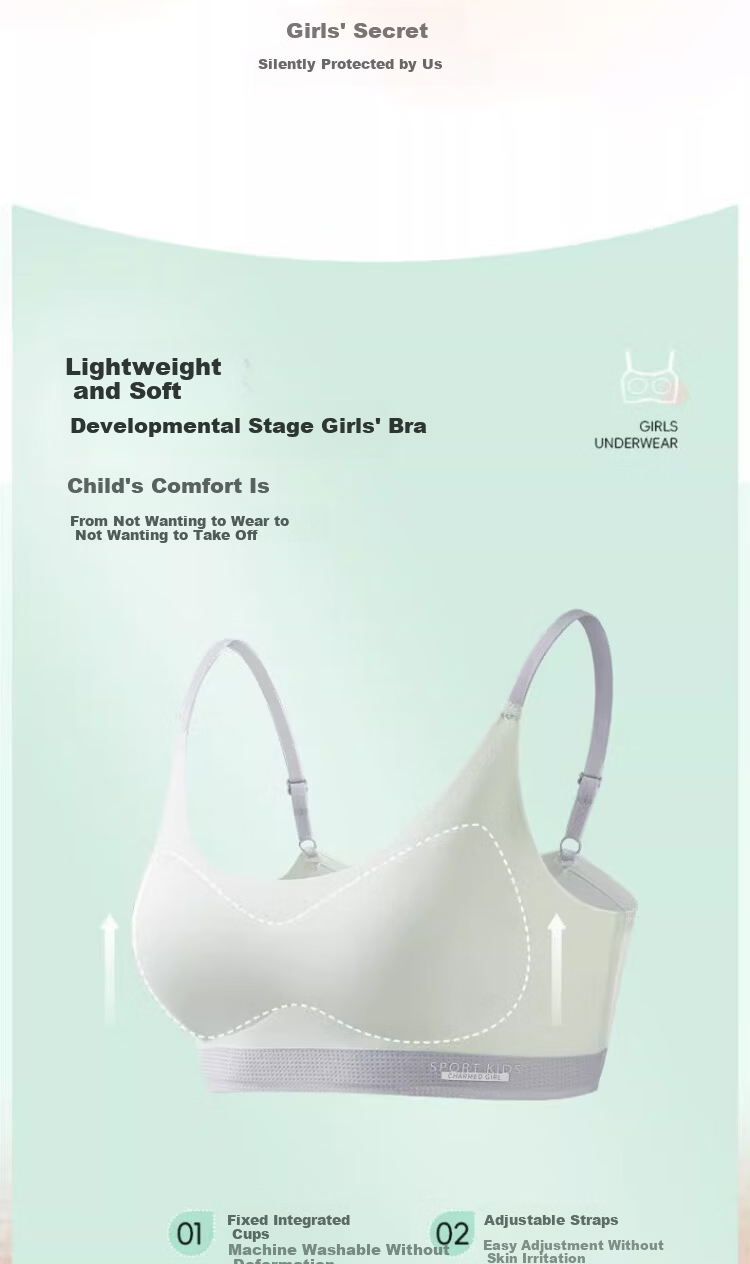 GUJIN 3-Pack Girls' Bras Stage 2 Development Lightweight Sports Wire-Free Seamless Teen Underwear for Middle and High School Students 3