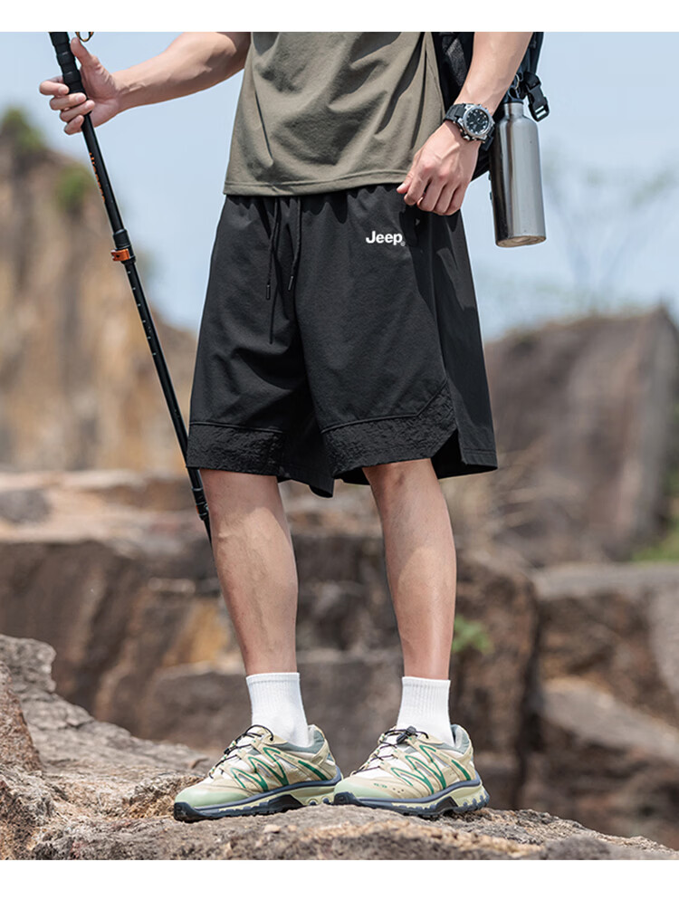 JEEP Men's Summer Loose Fit Ice Silk Shorts Casual Sports Five-Point Pants Military Green M 22